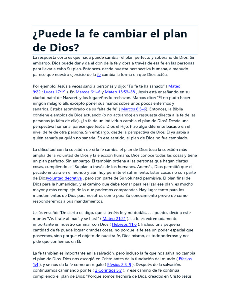 La fe y el plan soberano de Dios | PDF | Fe | Jesús