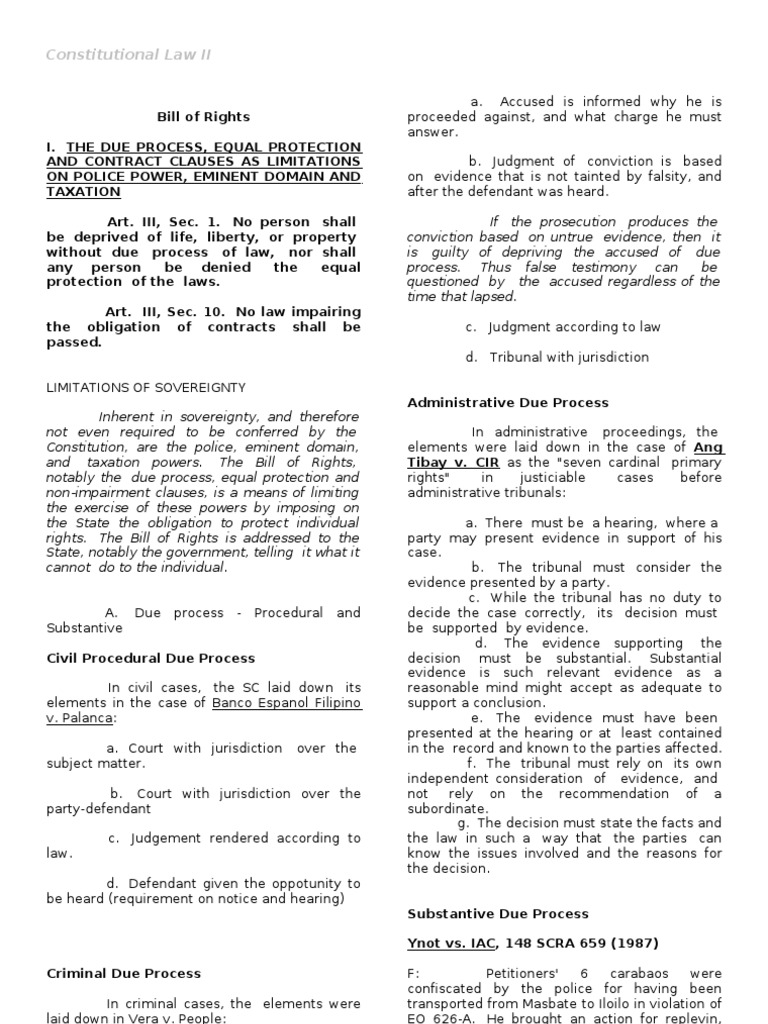 Bill of Rights Constitutional Law II Reviewer | PDF | Eminent Domain ...