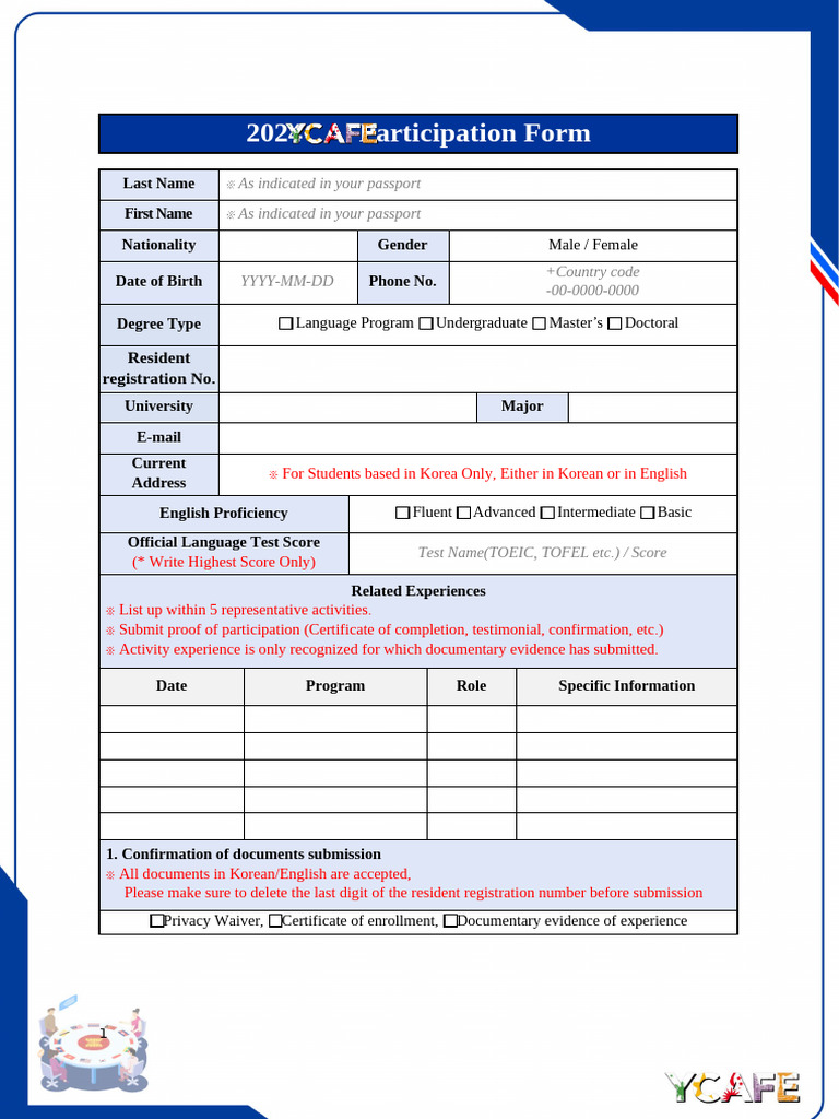 2024 Participation Form for MOFA Program | PDF