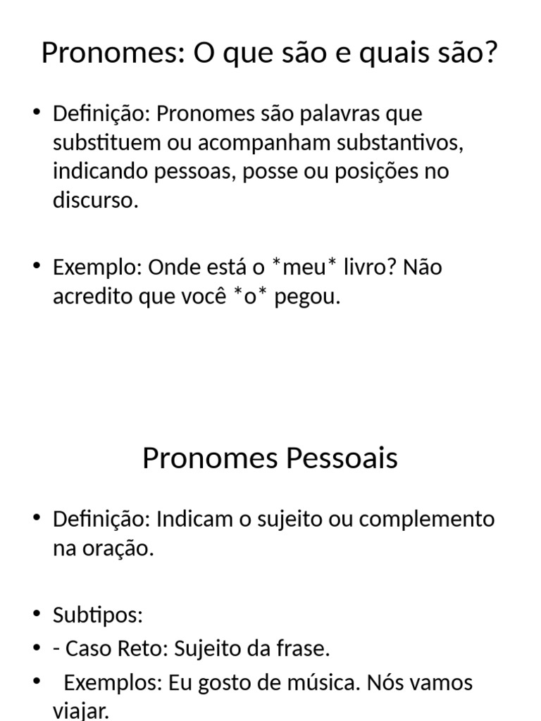 Guia Completo de Pronomes em Português | PDF