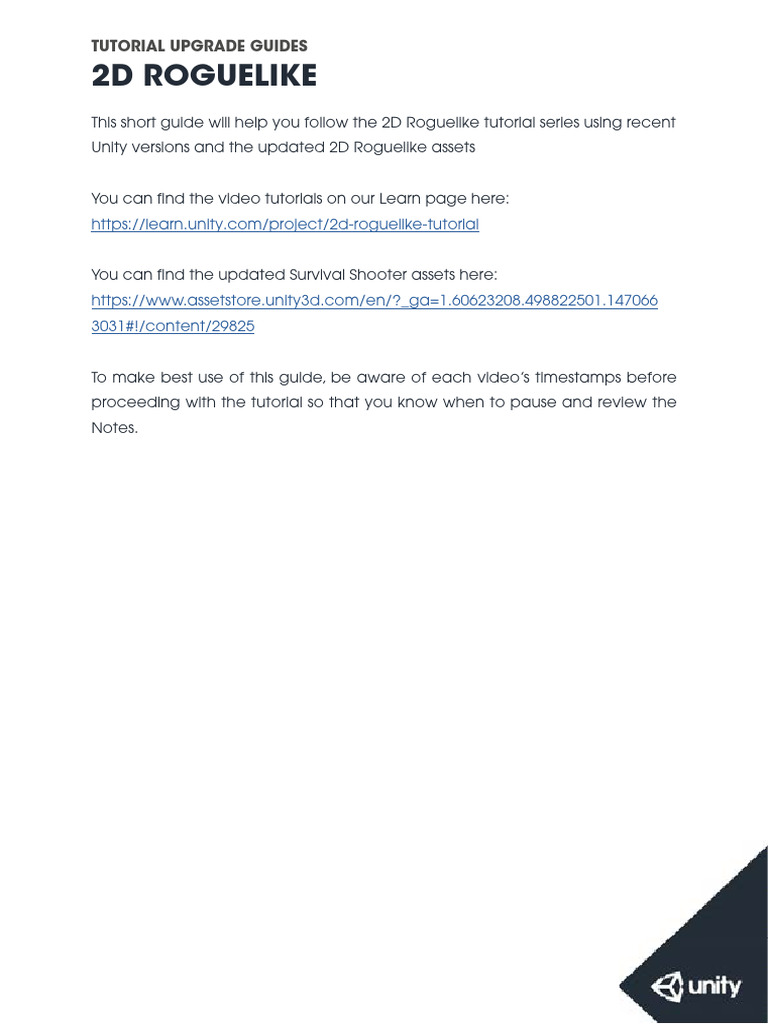 Upgrading Unity 2D Roguelike Tutorial | PDF | Software Engineering ...