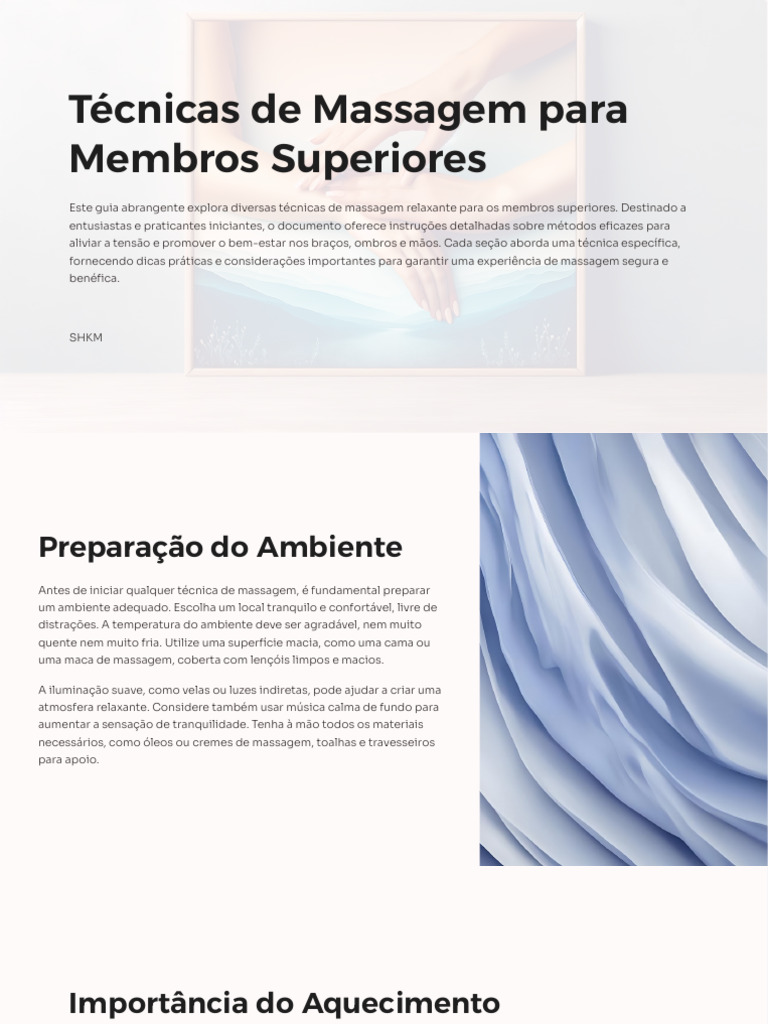 Técnicas de Massagem para Membros Superiores | PDF | Massagem | Músculo