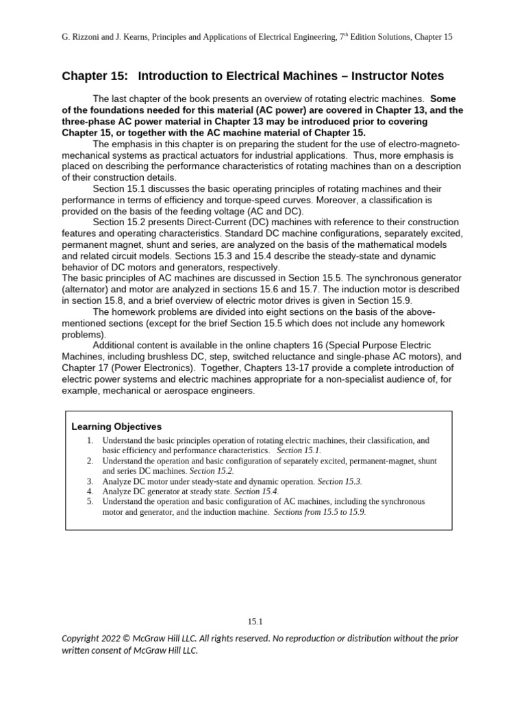 Rizzoni_Principles_7e_Ch15_ISM | PDF | Electric Motor | Torque