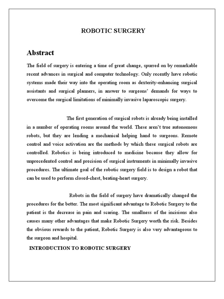 Robotic Surgery PDF Surgery Robotics