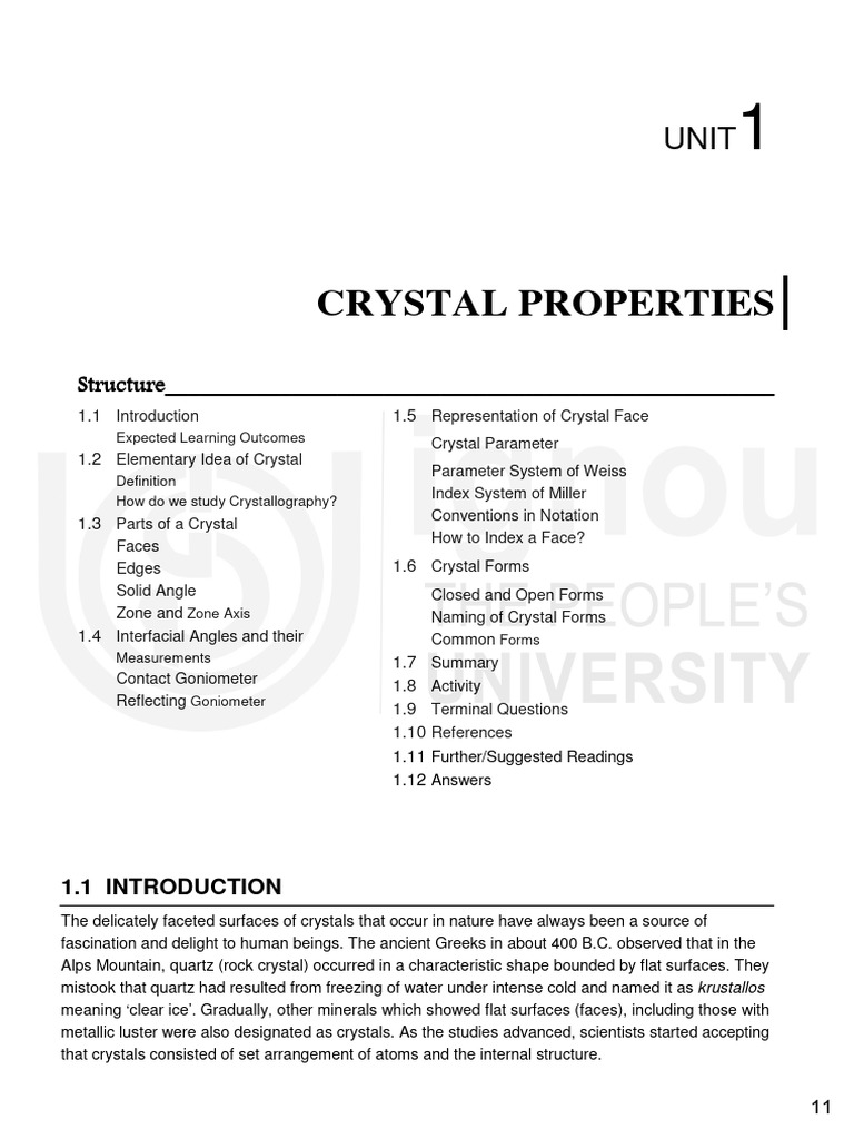 Unit-1 | PDF | Crystal | Crystallography