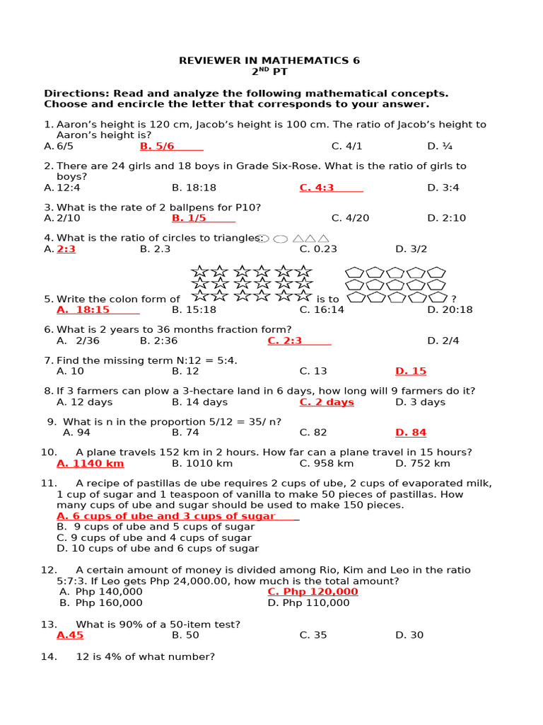 Mathematics Review: Ratios and Operations | PDF | Exponentiation ...