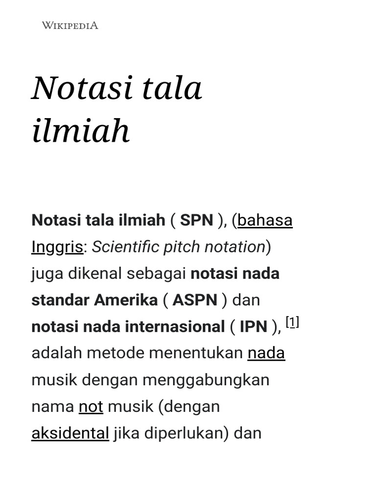 Notasi Tala Ilmiah - Wikipedia Bahasa Indonesia, Ensiklopedia Bebas | PDF