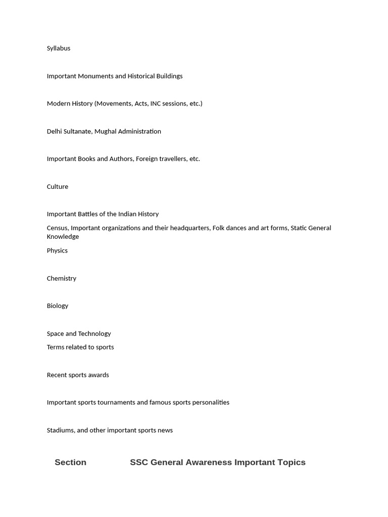 Comprehensive SSC General Awareness Guide | PDF | Geography | Science