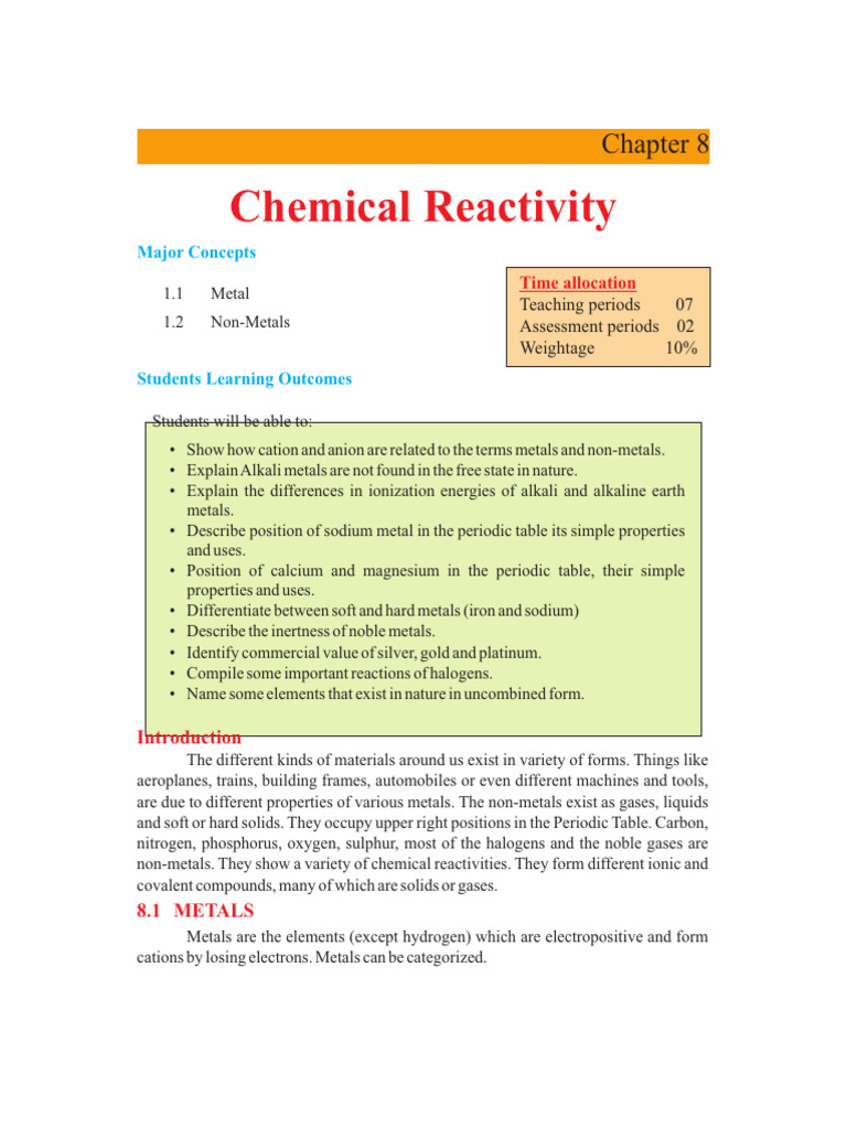 Chemistry Chapter 8 | PDF | Ion | Metals