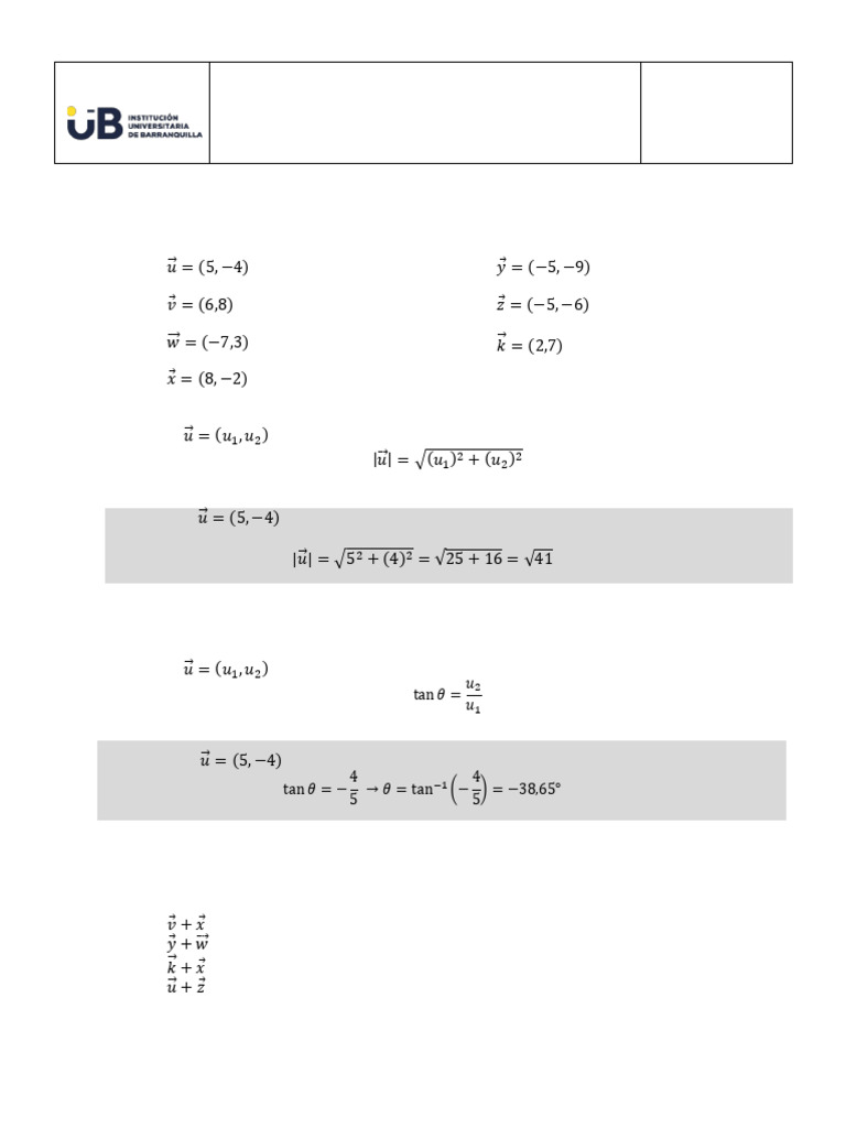 Ejercicios de Vectores en Álgebra Lineal | PDF