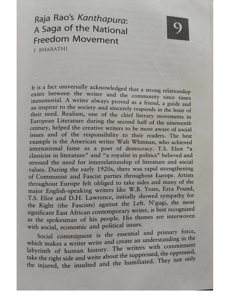 Raja Rao's Kanthapura A Saga of The National Freedom Movement | PDF