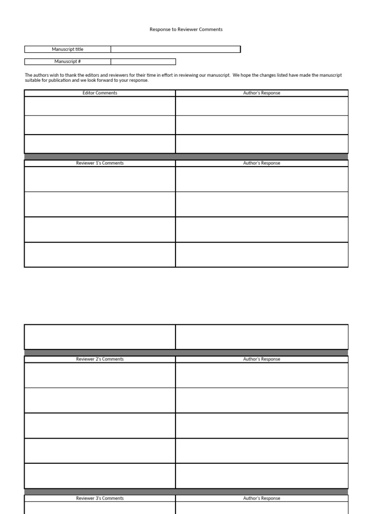 Response To Reviewer Comments | PDF