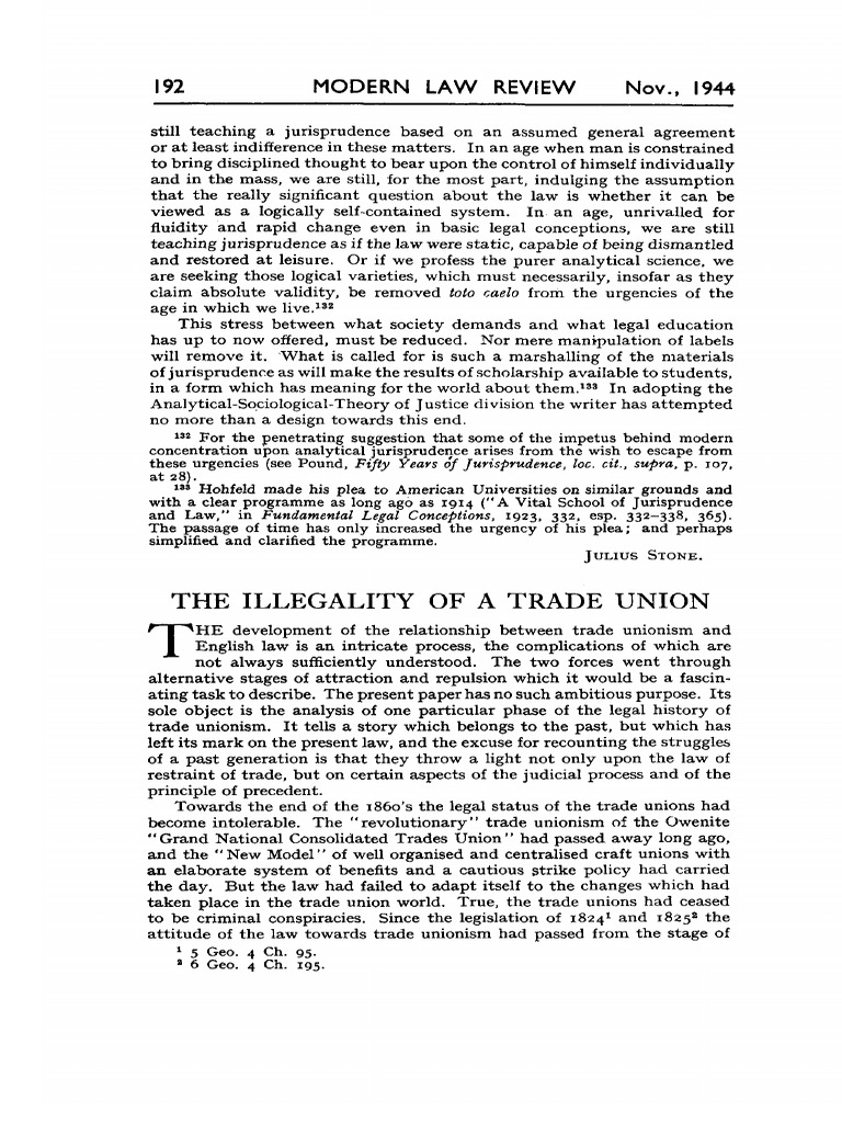 Modern Law Review - November 1944 - Kahn Freund - The Illegality of A ...