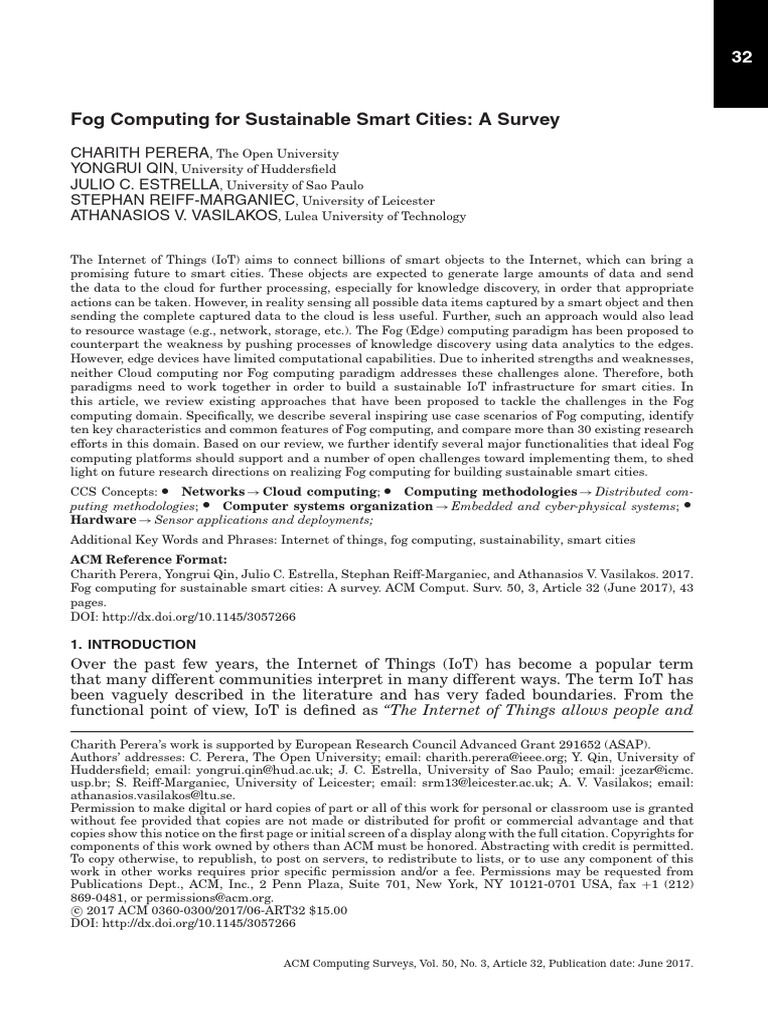 Ref.07 Fog Computing For Sustainable Smart Cities | PDF | Internet Of ...