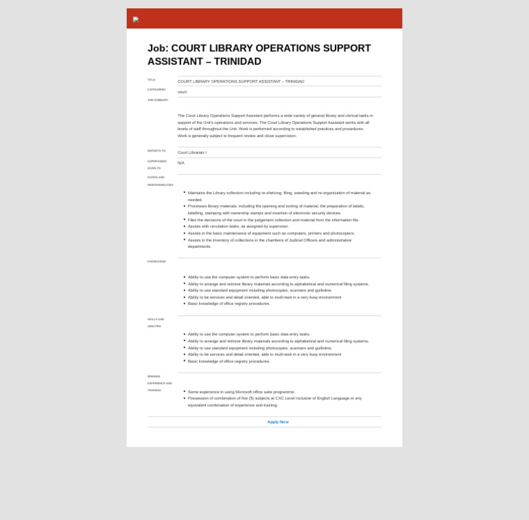 COURT LIBRARY OPERATIONS SUPPORT ASSISTANT - Judiciary Jobs | PDF ...
