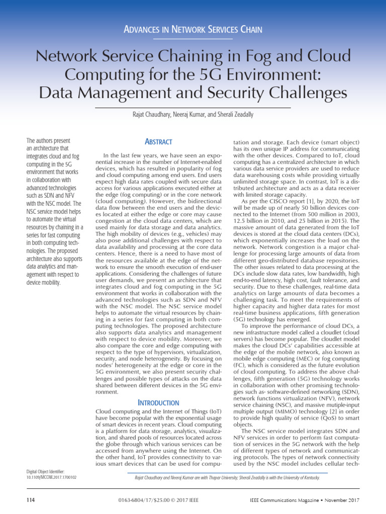 Fog and Cloud Computing in 5G | PDF | Computer Network | Cloud Computing