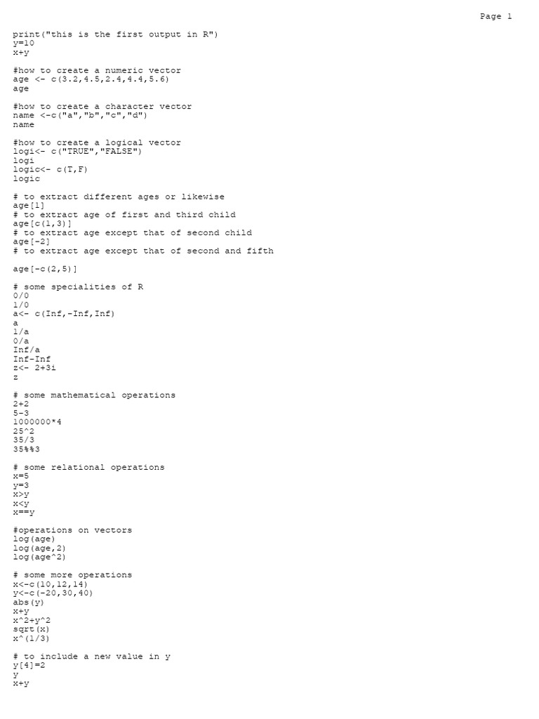 R Programming: Vectors and Matrices Guide | PDF | Matrix (Mathematics ...