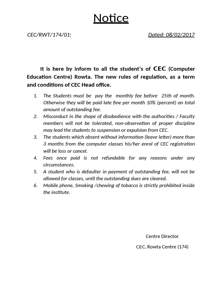 Notice 1 | PDF