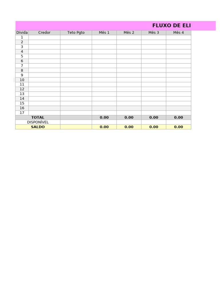 Planilha de Fluxo de Elimina%C3%A7%C3%A3o de D%C3%ADvidas | PDF