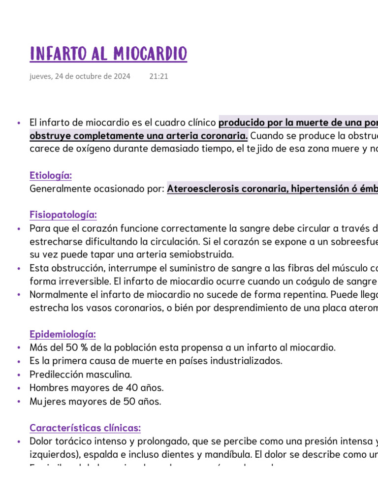 Infarto de Miocardio: Causas y Tratamiento | PDF | Infarto de miocardio ...