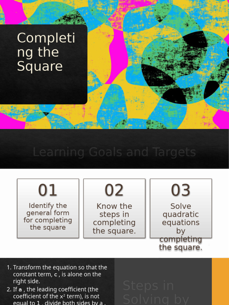 Solving Quadractic Equations by Completing The Square | PDF | Equations ...