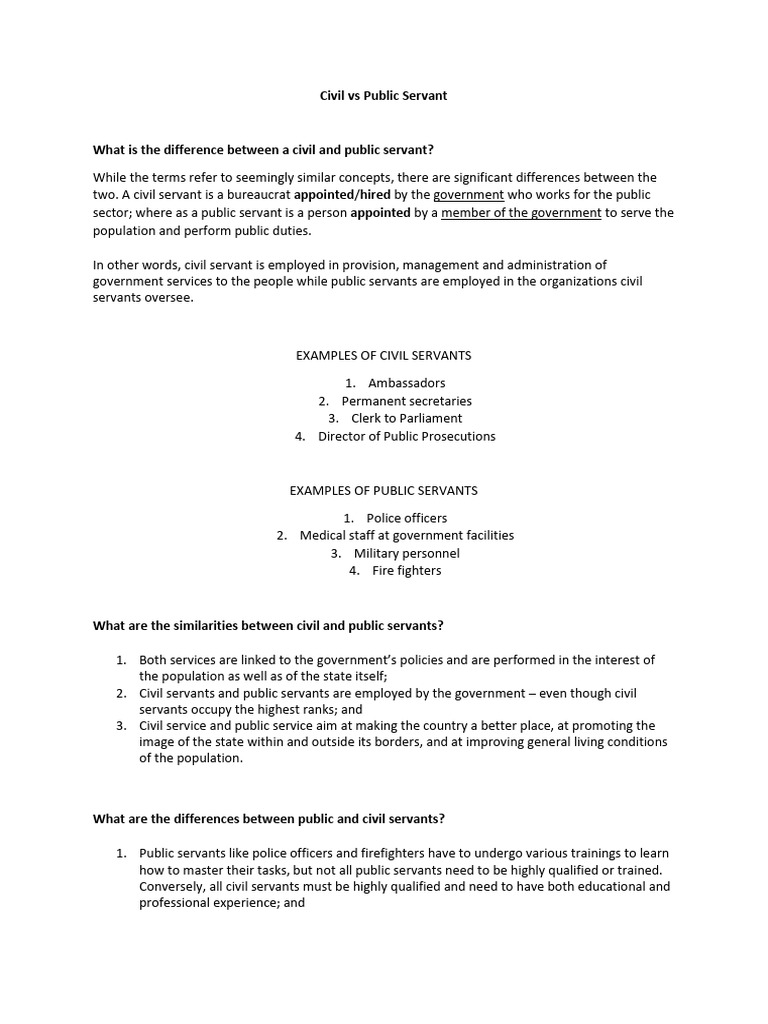 Public Vs Civil Servant | PDF | Civil Service | Government