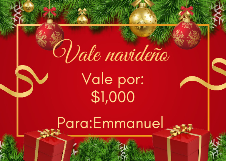 Vale Navideño de $1,000 para Emmanuel | PDF