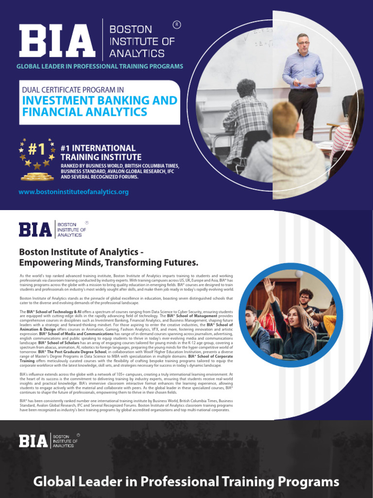BIA Investment Banking & Financial Analytics Detailed Brochure | PDF ...