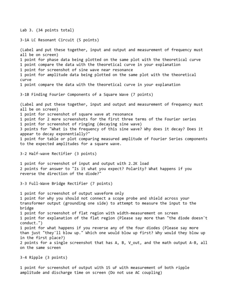Lab 3 Rubric | PDF | Resonance | Amplitude