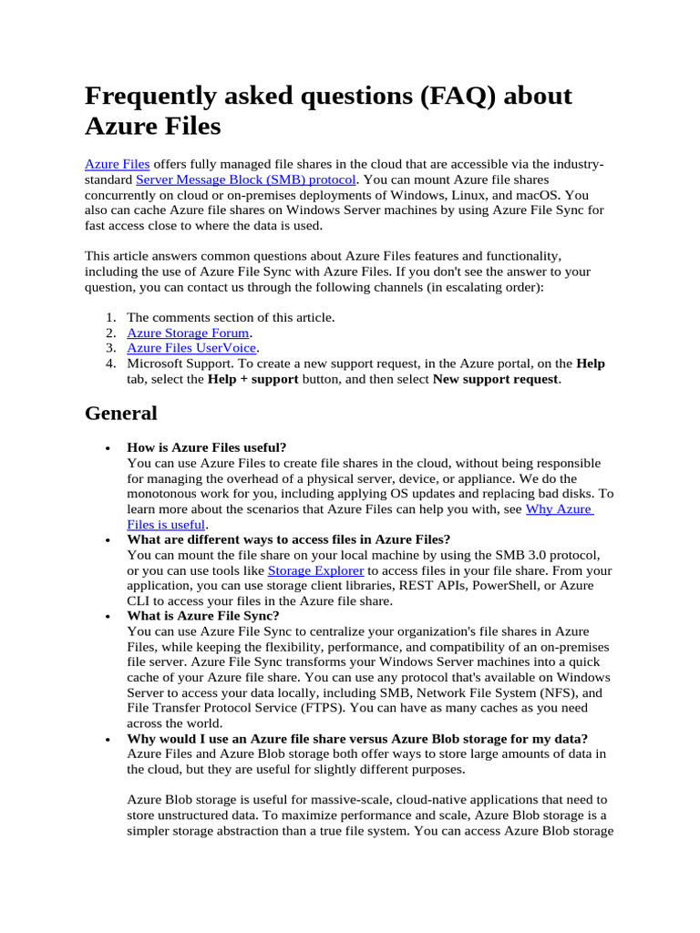 Frequently Asked Questions | PDF | Computer File | Microsoft Azure