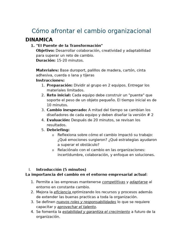 Estrategias para el Cambio Organizacional | PDF | Gestión del cambio ...