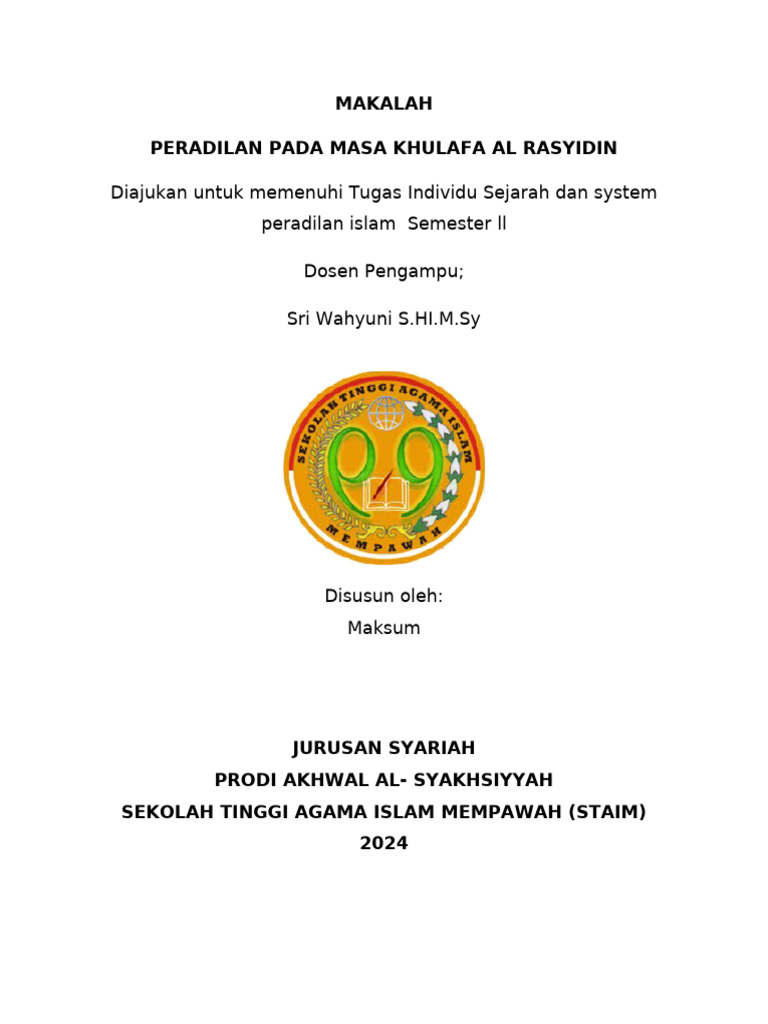 Peradilan Khulafaur Rasyidin dalam Islam | PDF