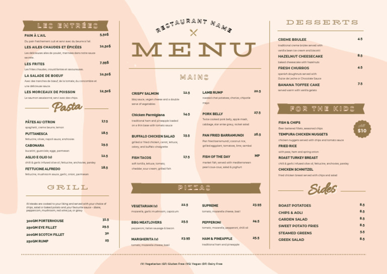 landscape-menu-pink---neutrals-a3-landscape | PDF | French Fries ...