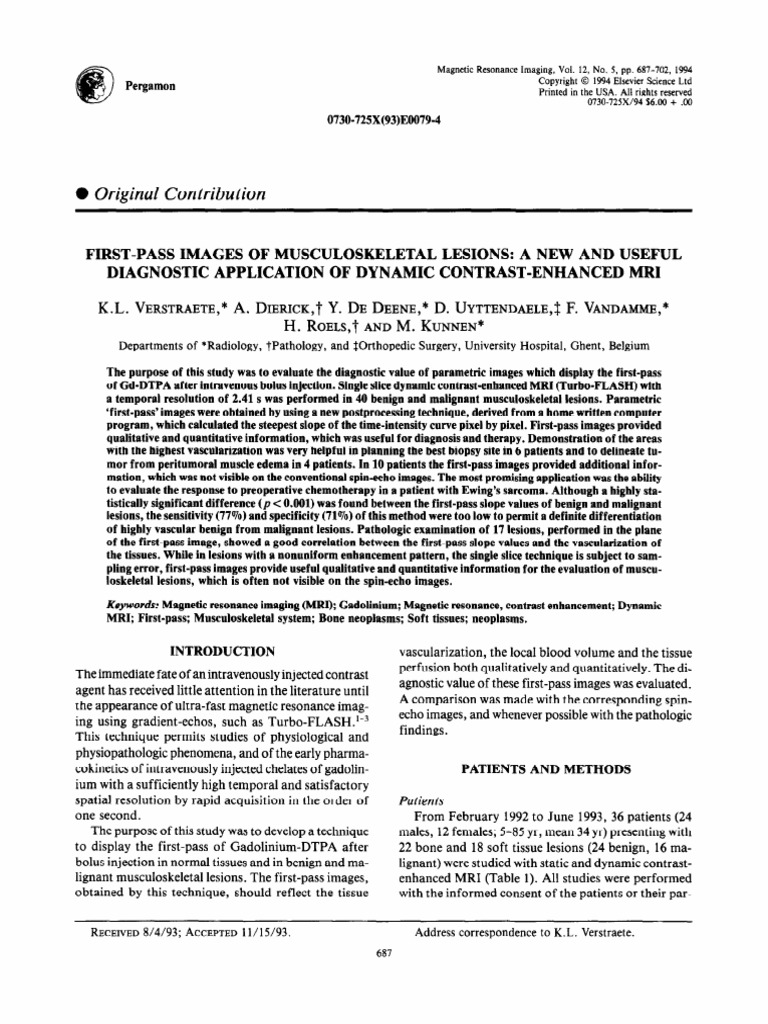 First Pass Images of Musculoskeletal Les | PDF | Magnetic Resonance ...