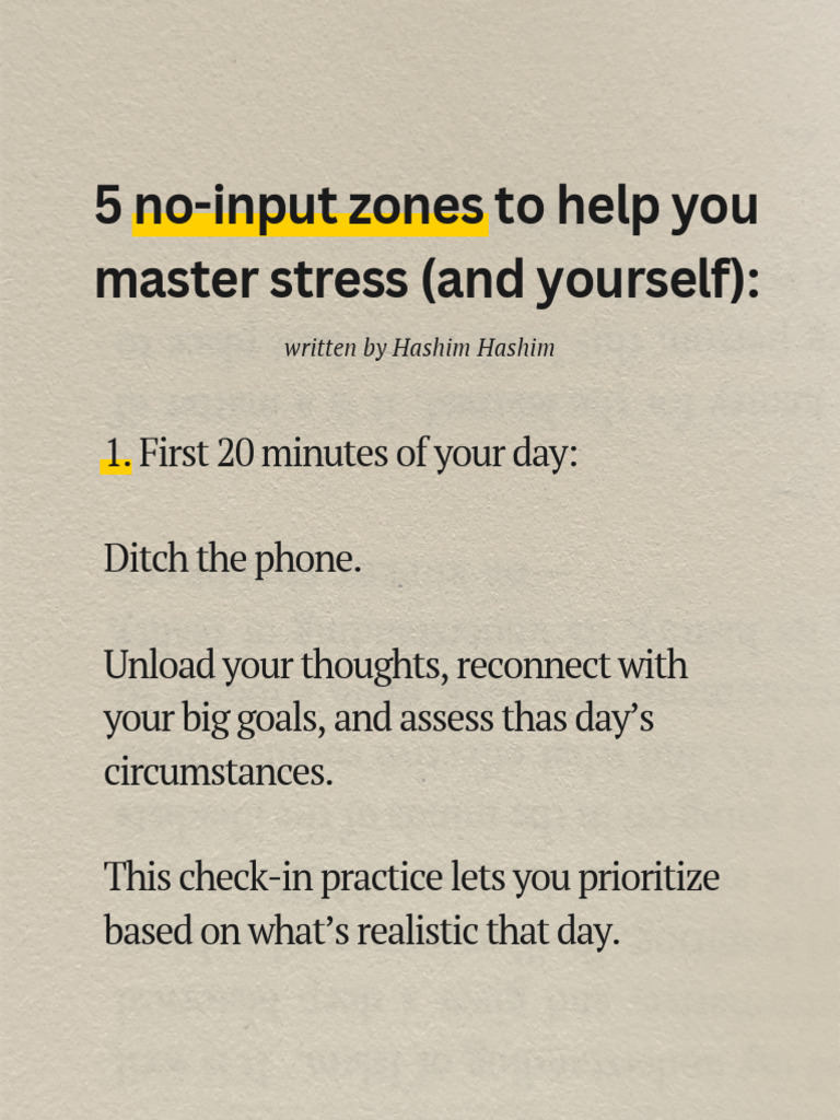 5 No Input Zones To Help You Master Stress Today | PDF