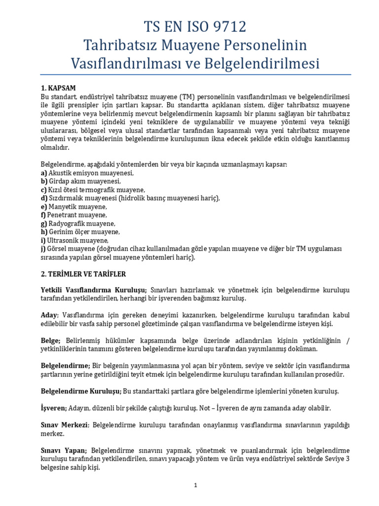 1.TS EN ISO 9712 | PDF