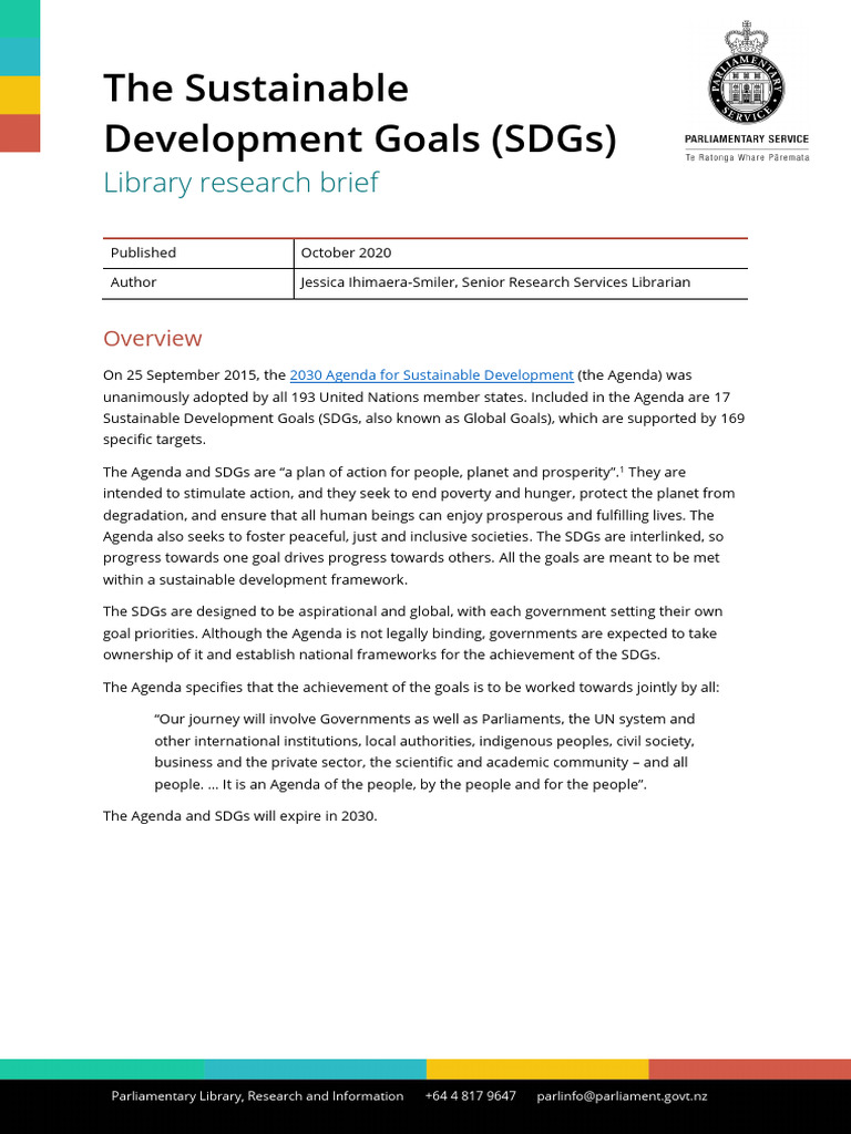New Zealand's Progress on SDGs 2020 | PDF | Sustainability | Economies