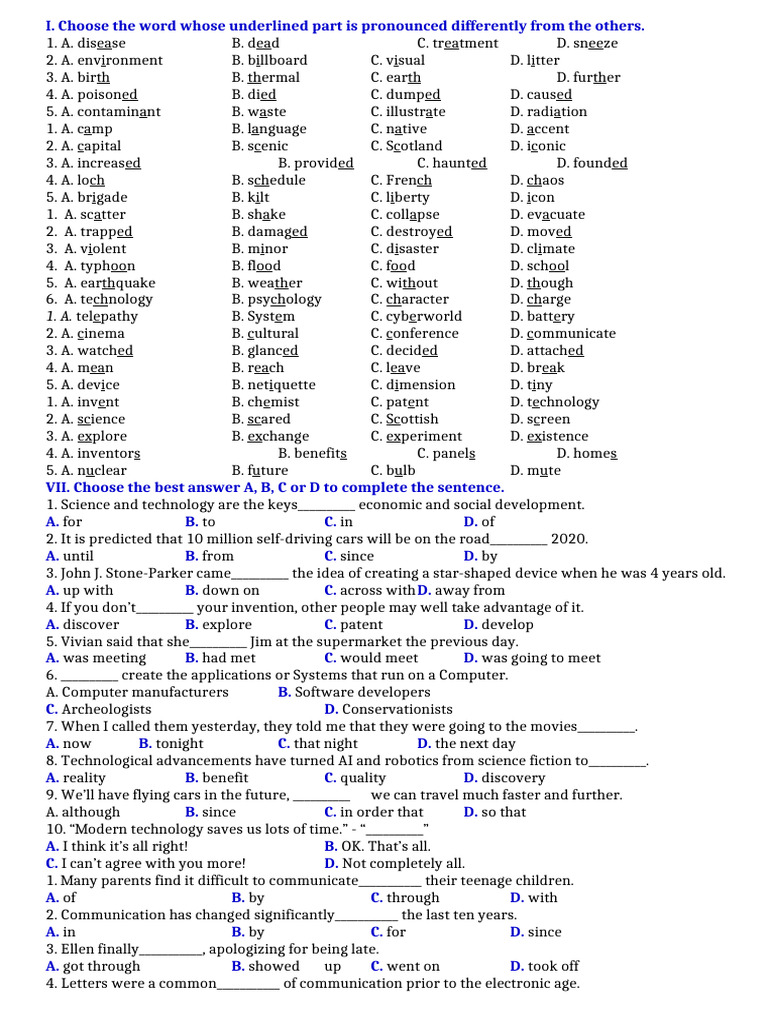 Pronunciation and Grammar Quiz | PDF | Pollution | Municipal Solid Waste