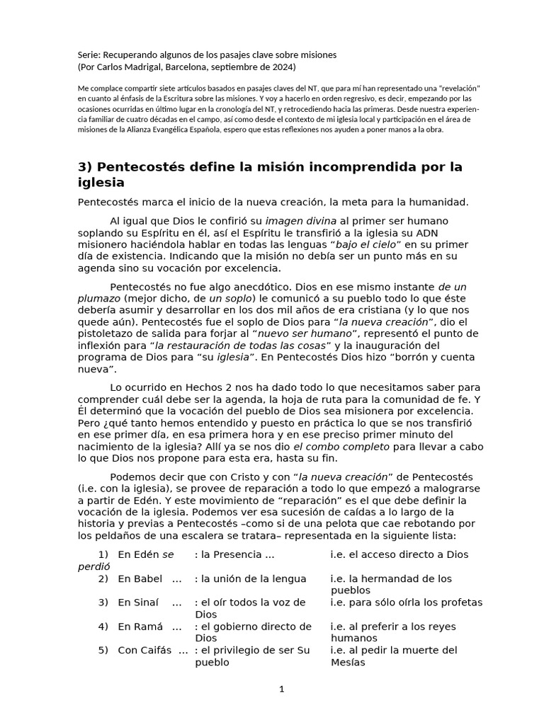 3) Pentecostés Define La Misión Incomprendida Por La Iglesia | PDF ...