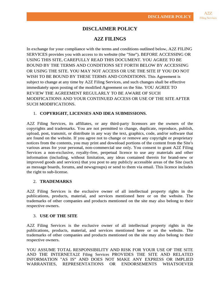 Disclaimer Policy | PDF | Indemnity | License
