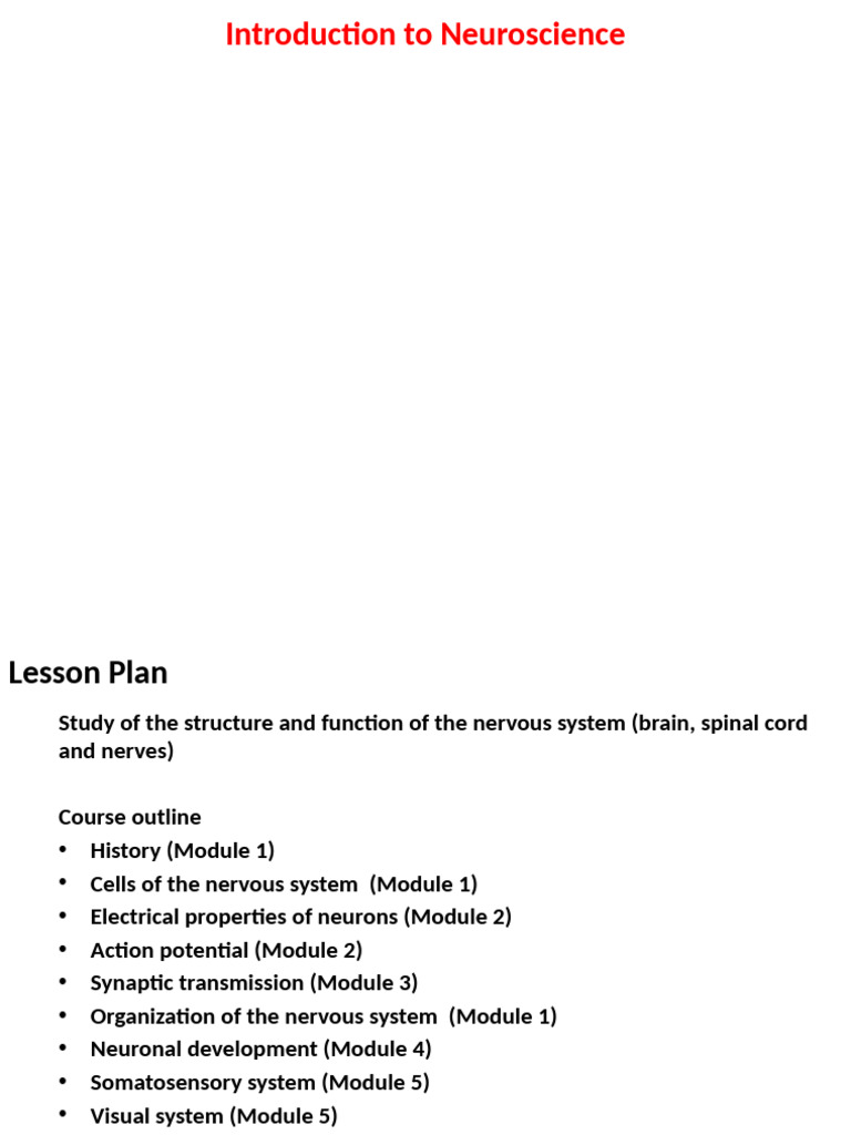 Neuroscience Course Overview and Structure | PDF | Neuroscience | Neuron