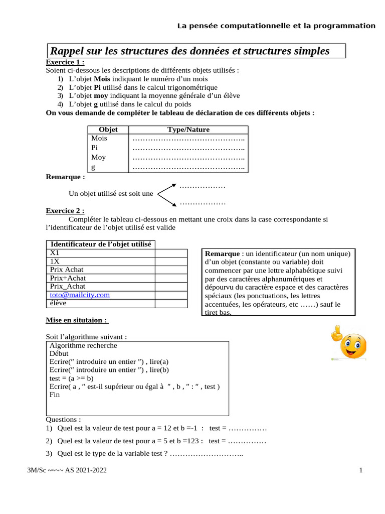 Structures de données et algorithmes en programmation | PDF | Algèbre ...