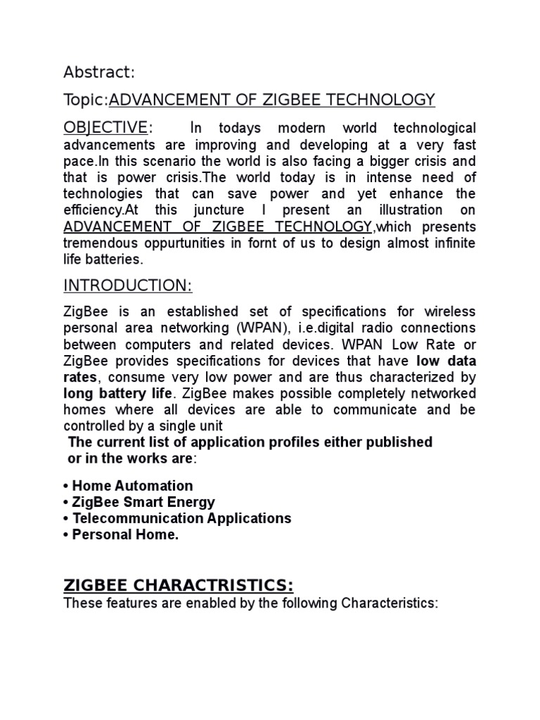 Advancement Of Zigbee Technology Networking Wireless Networking Zigbee alliance board of directors. scribd