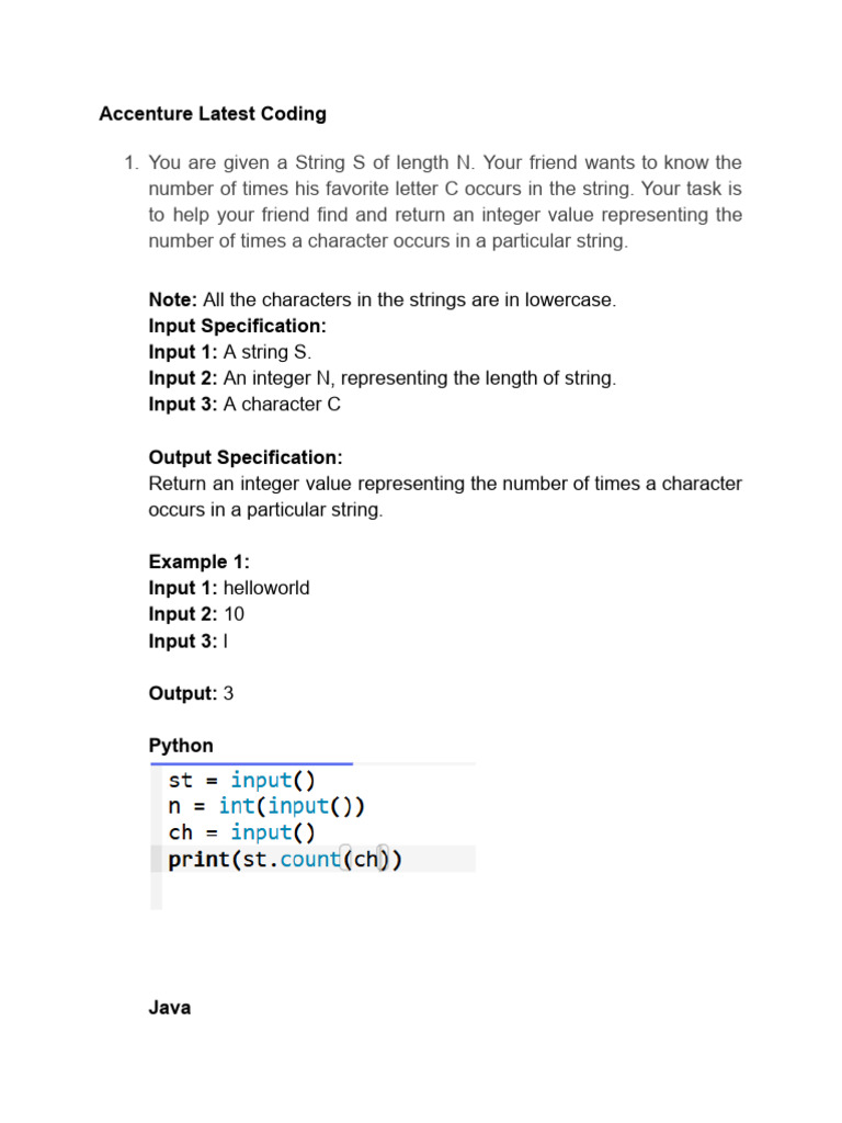 Accenture Latest Coding | PDF | Division (Mathematics) | String ...