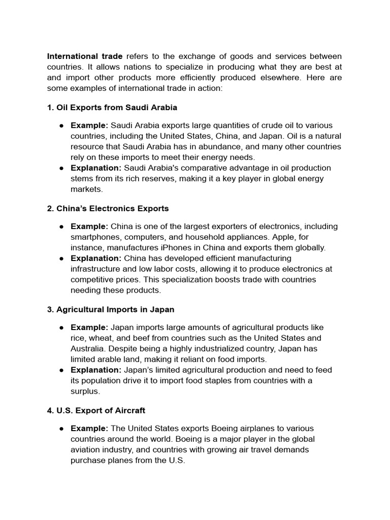 International Trade Examples Notes - by Kumi | PDF | Agriculture ...