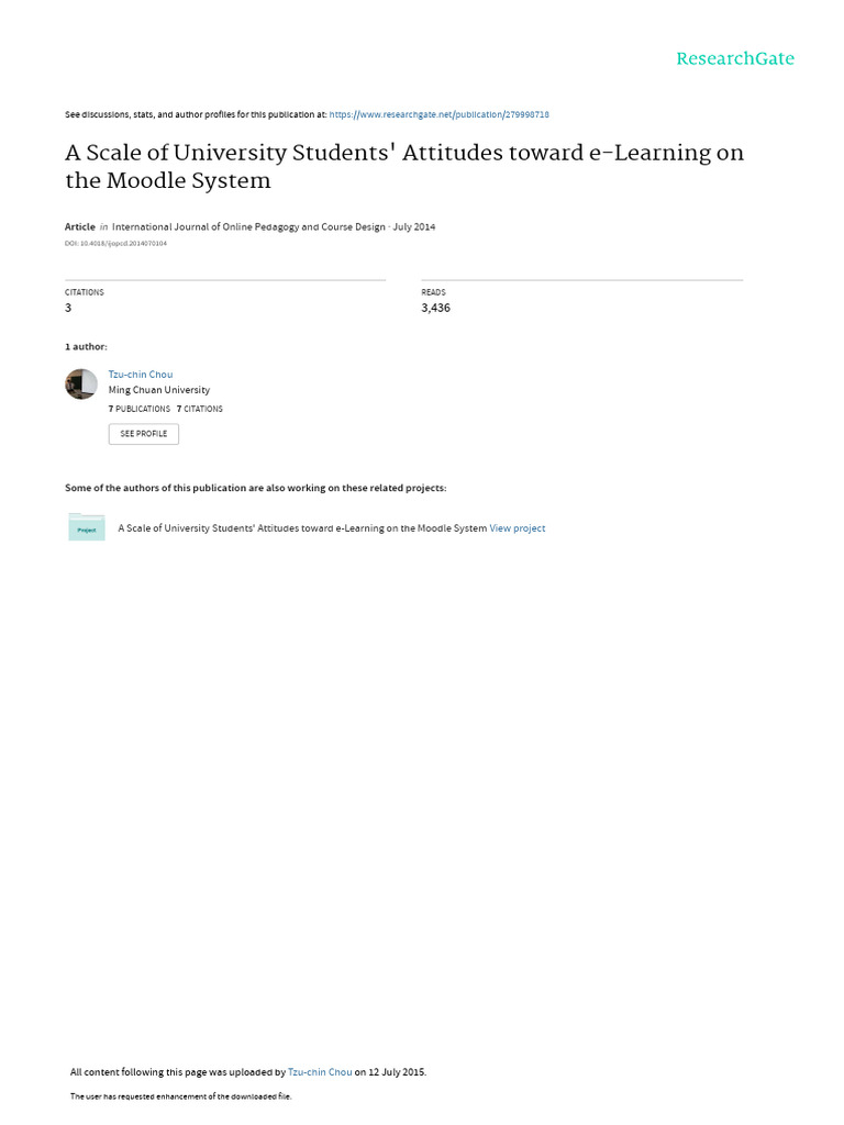 A Scale of University Students Attitudes Toward e Learning On The ...