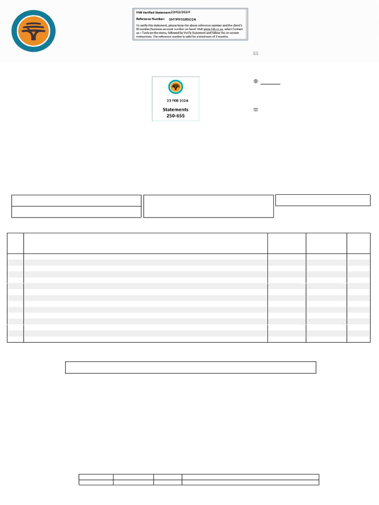 FNB Gold Business Account Statement | PDF | Credit Card | Debit Card