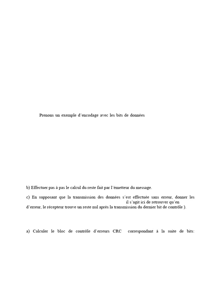 Code de Hamming et CRC en téléinformatique | PDF