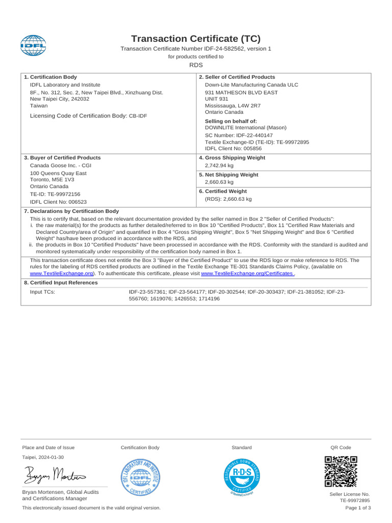 RDS Certification Transaction Details | PDF