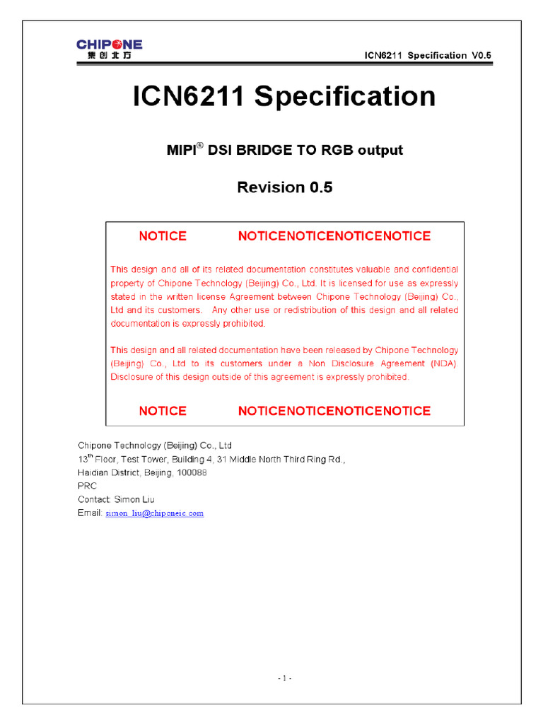 ICN6211 Specification V0.5 | PDF